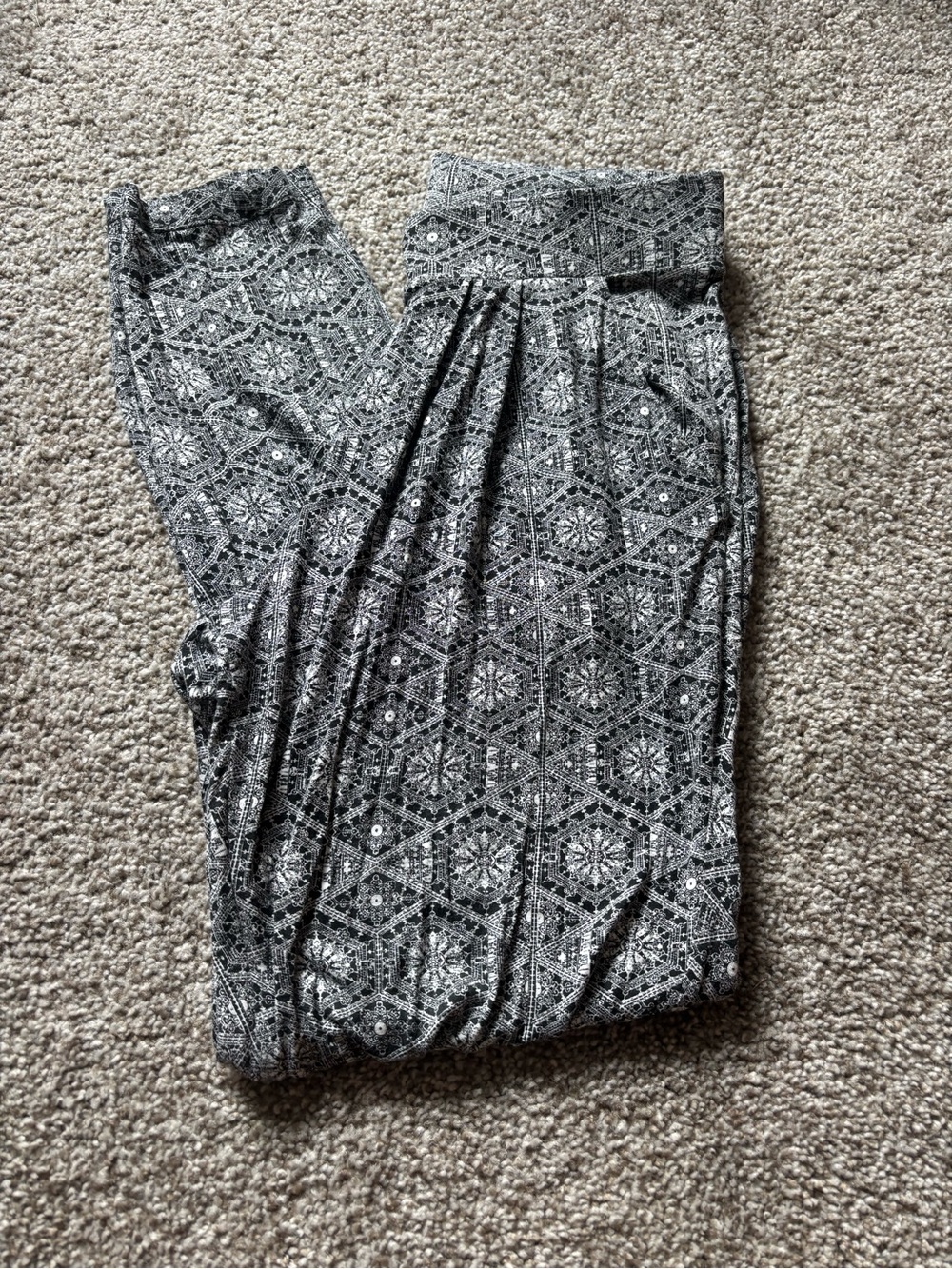 RVCA Printed Black and White Geometric Lounge Pants